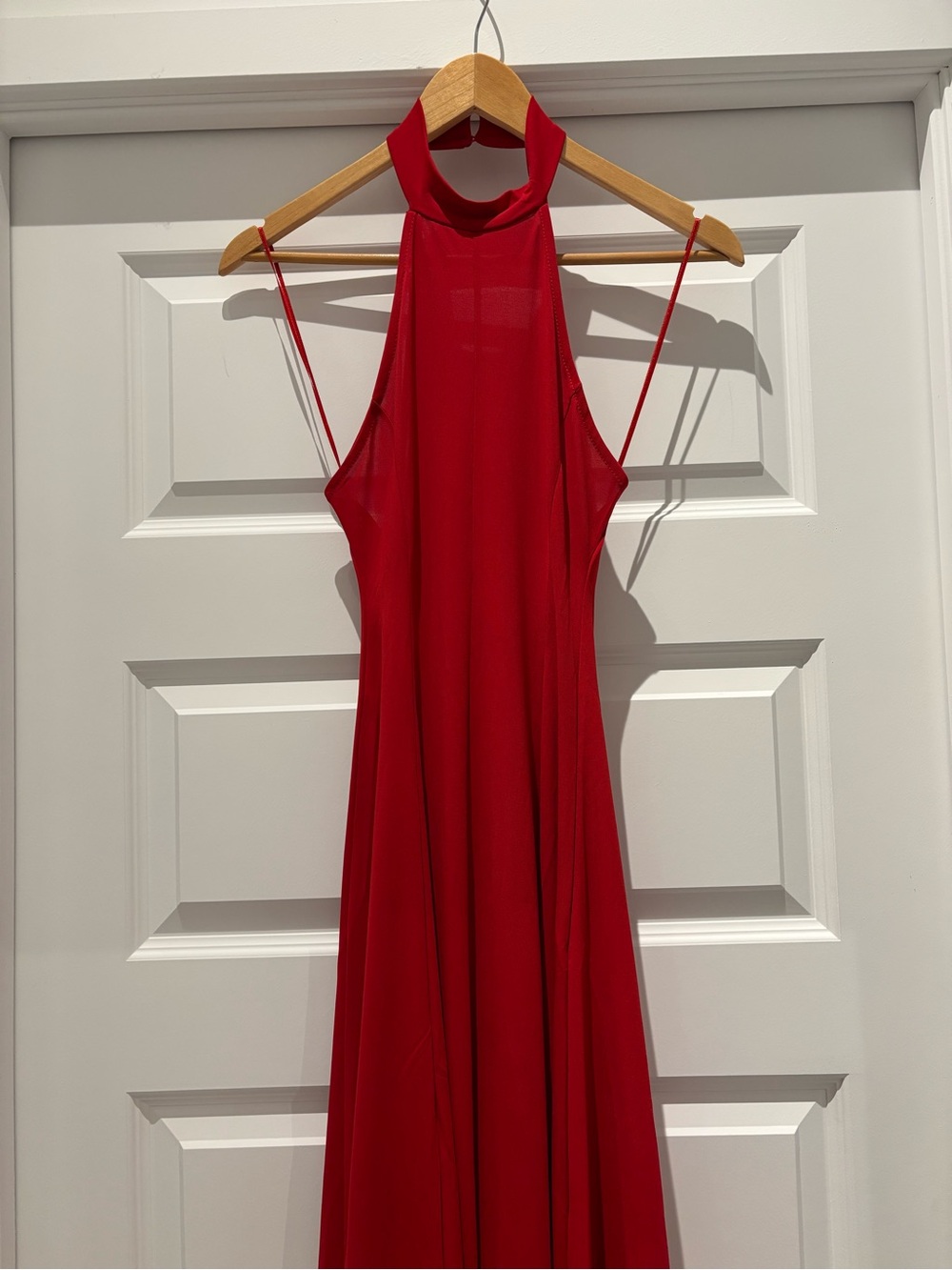 NWT Anthropologie Red Open Back Halter Occasion Maxi Dress